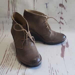 Bussola brown/gray lace up wedges ankle boots 37